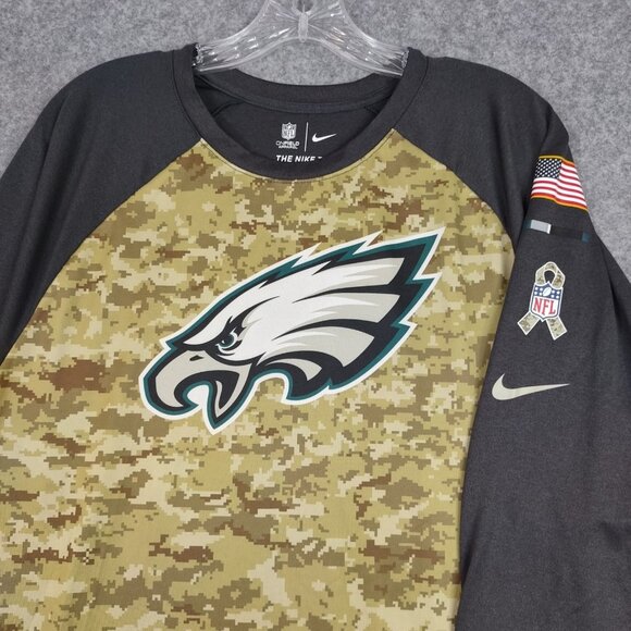 Nike Shirt Mens Sz L Philadelphia Eagles Tee Salute To Service Camo Dri Fit 3/4 - Picture 2 of 14
